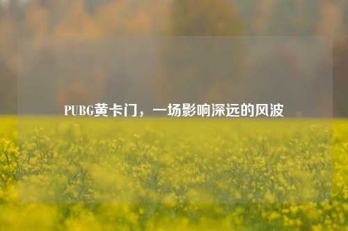 PUBG黄卡门，一场影响深远的风波