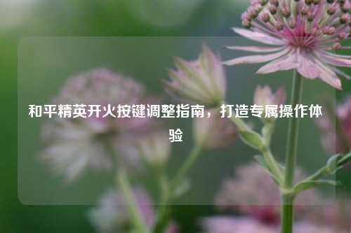 和平精英开火按键调整指南，打造专属操作体验