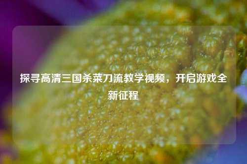探寻高清三国杀菜刀流教学视频，开启游戏全新征程