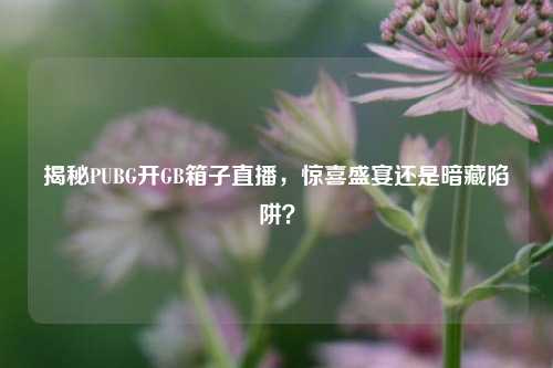 揭秘PUBG开GB箱子直播，惊喜盛宴还是暗藏陷阱？